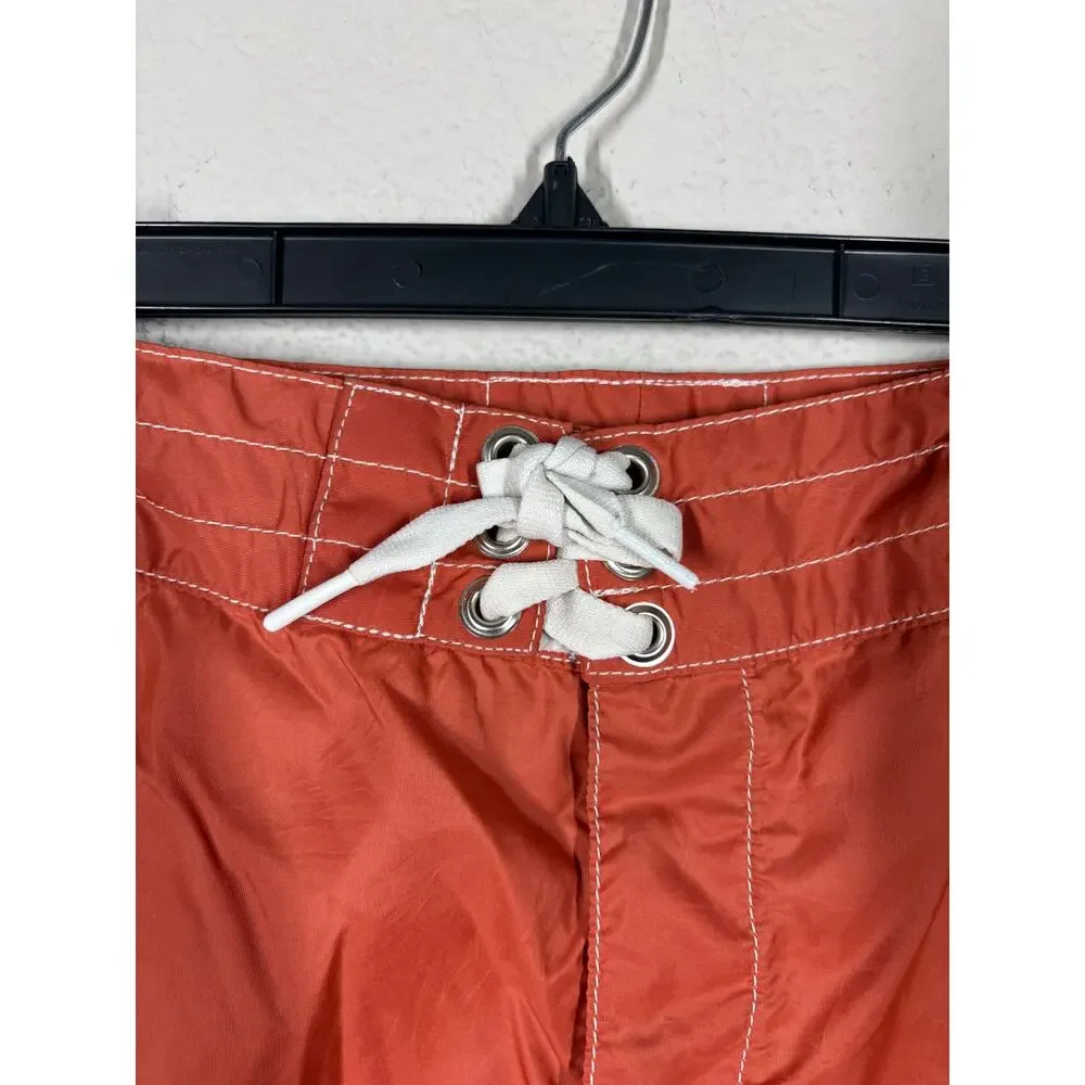 Birdwell Womens 2 Beach Britches Board Shorts Swimwear Burnt Orange Nylon USA